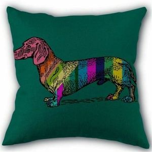 Dachshund Green Pillow Case Cover